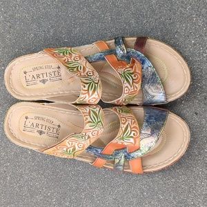Spring Step L'ARTISTE Caiman Slide Sandal, size 41, multicolor